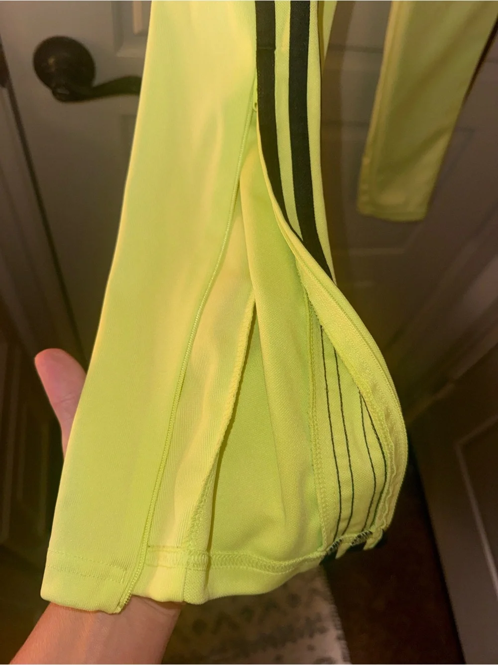 adidas Men’s Neon Green Track Joggers with Black Stripes